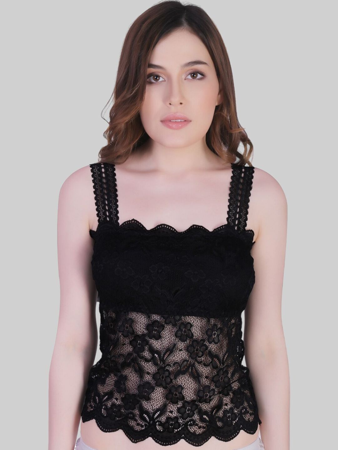 PLUMBURY Self Design Laced Padded Camisoles-picture-18