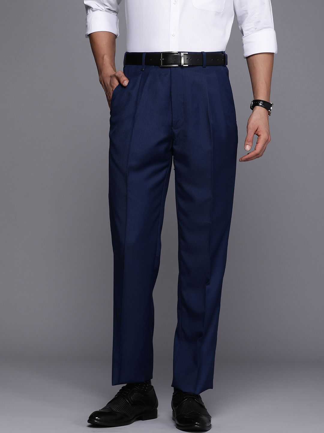 Raymond Men Wrinkle Free UV Protection Pleated Front Classic Fit Formal Trousers-picture-10