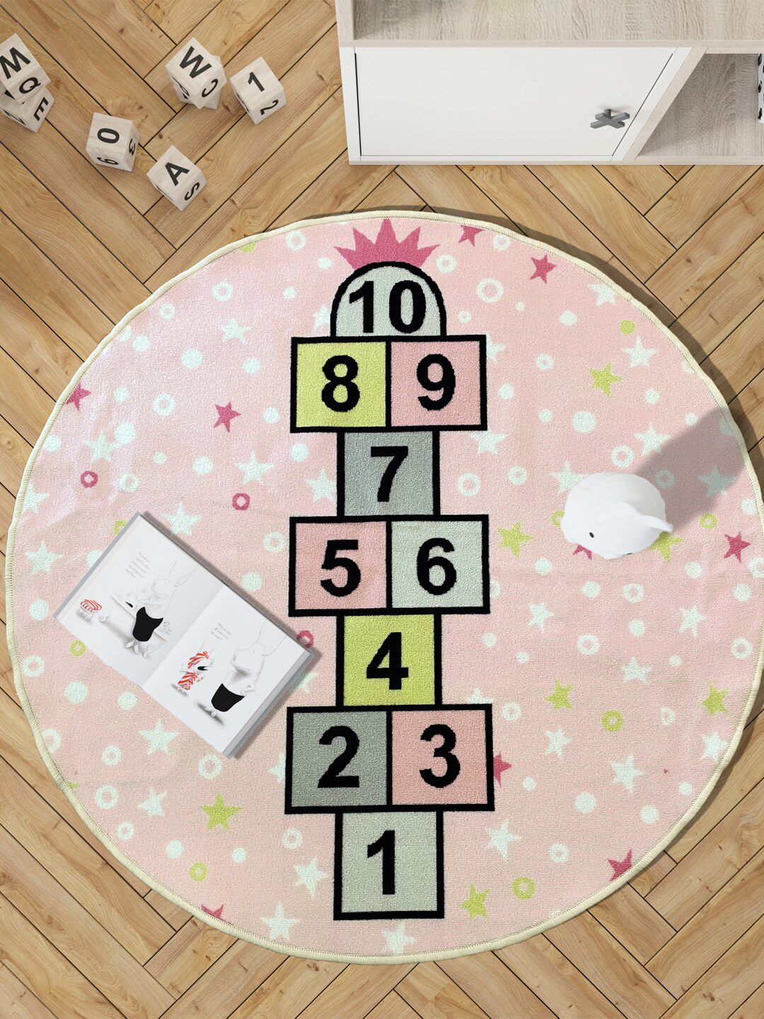 URBAN SPACE Pink & Black Printed Nylon Anti-Skid Carpet-picture-36