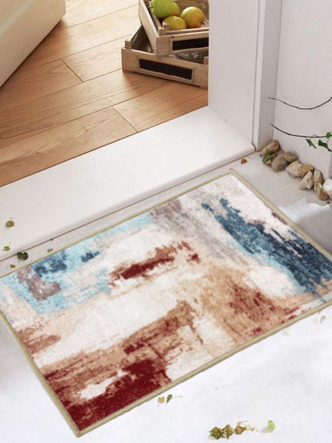 URBAN SPACE Beige & Blue Printed Nylon Carpet-picture-14