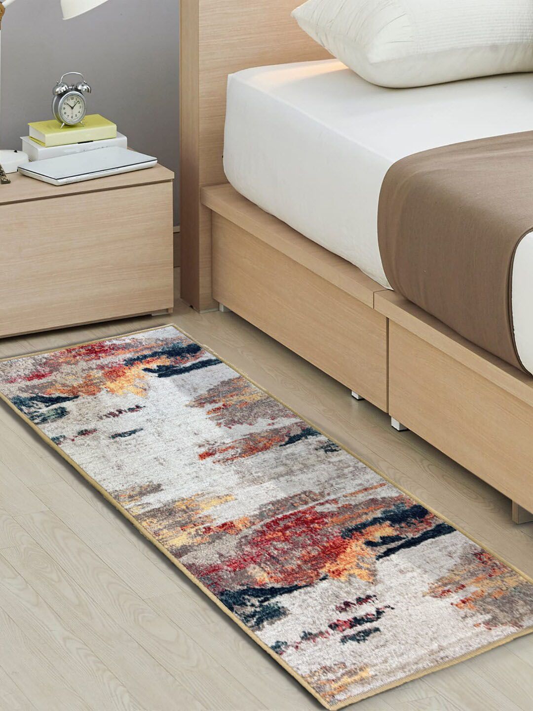 URBAN SPACE Beige & Brown Printed Nylon Anti-Skid Carpet-image-21
