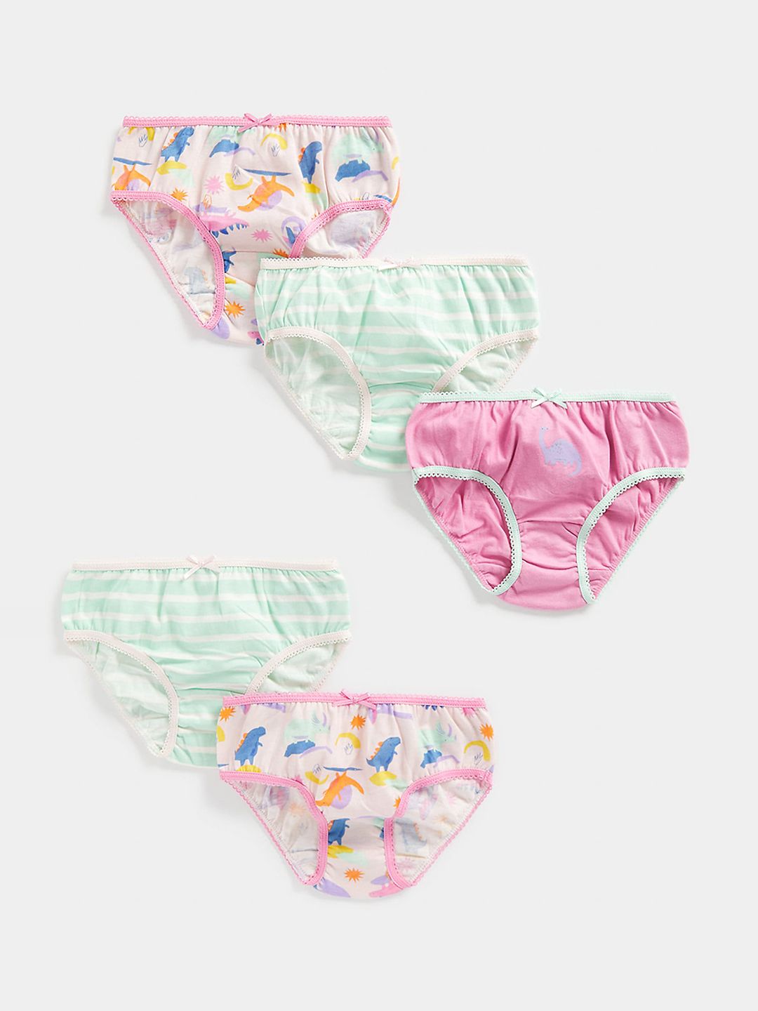 mothercare Girls Pack Of 5 Conversational Printed Mid Rise Pure Cotton Basic Briefs-picture-11