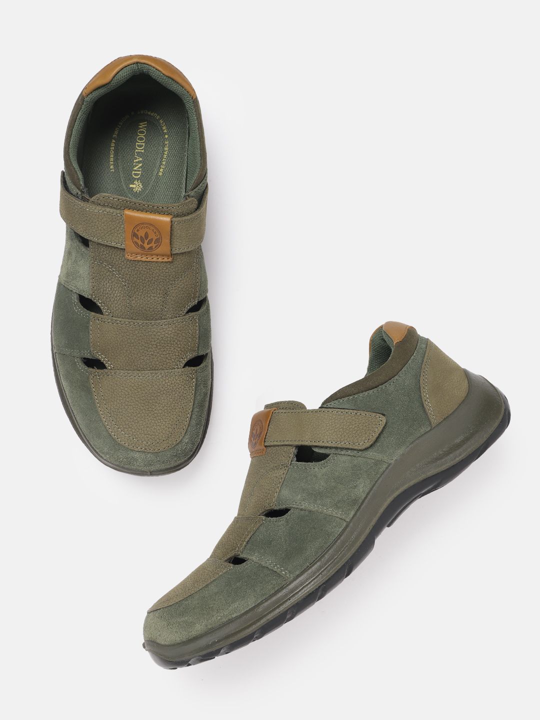 Woodland Men Leather Shoe-Style Sandals