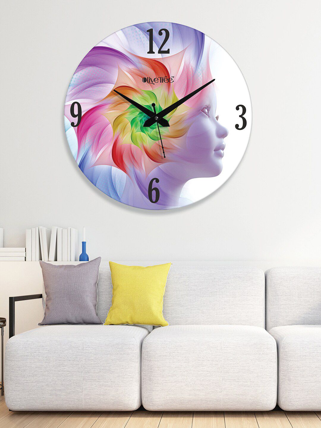 OLIVE TREE White & Purple Printed Contemporary Wall Clock-picture-10