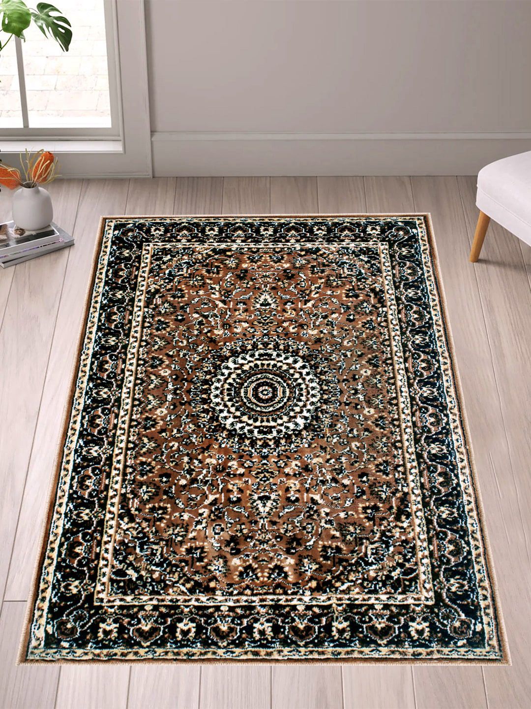 Story@home Brown Printed Anti-Skid Rectangular Carpet-image-9