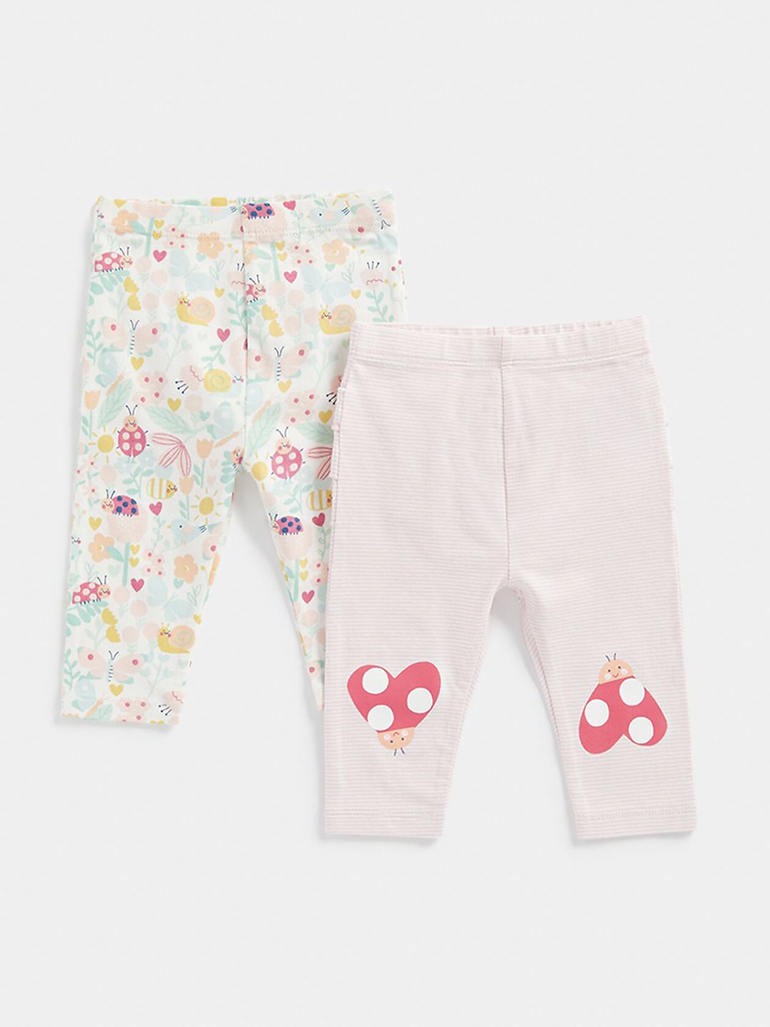 mothercare Infant Girls Pack Of 2 Printed Cotton Ankle Length Leggings-picture-34