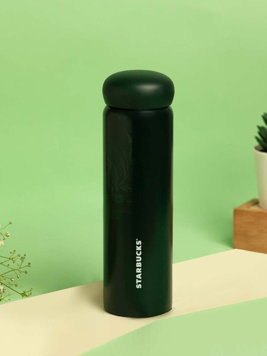 Starbucks Cherry Leaf Green Water Bottle 355 ml