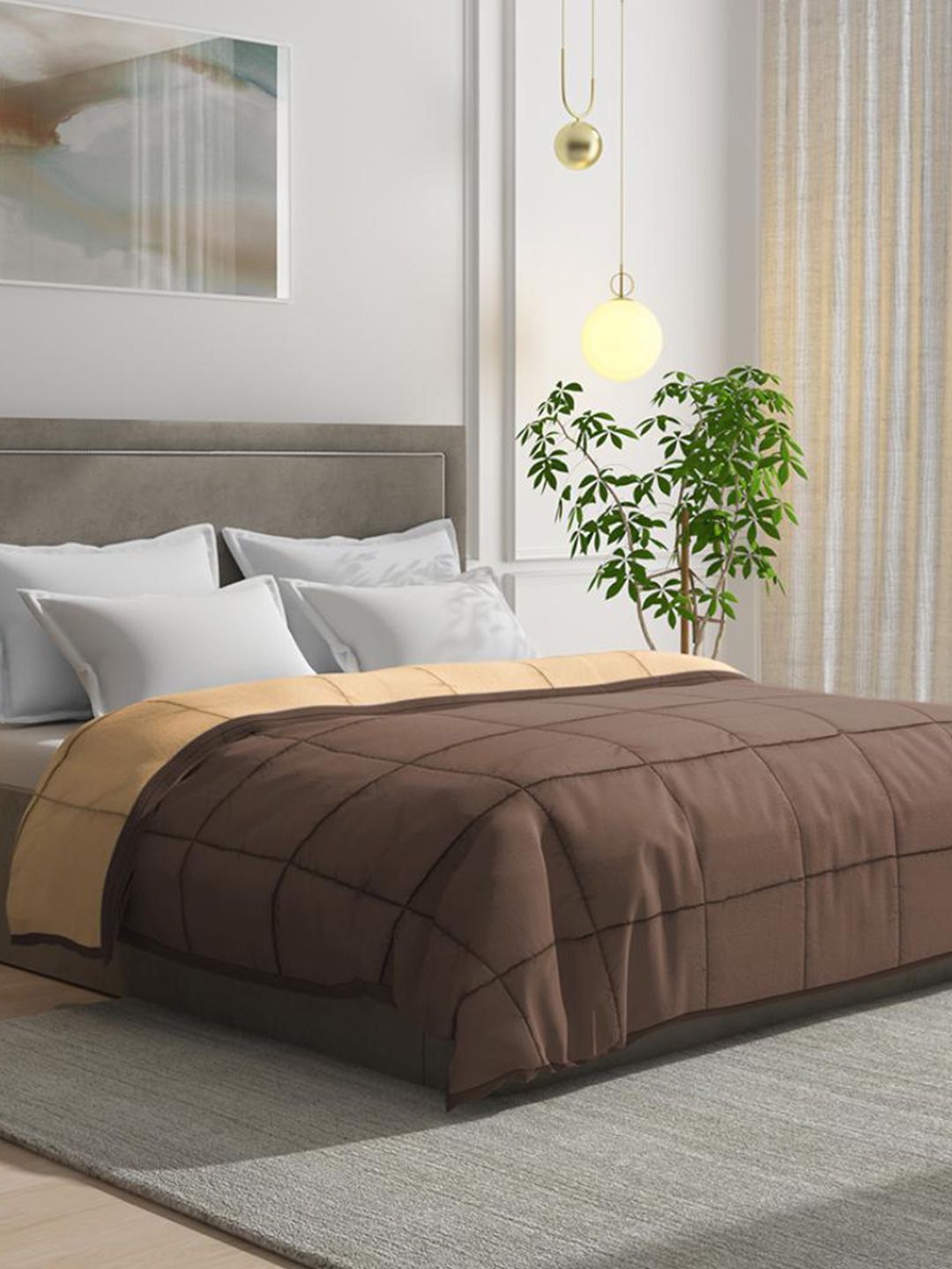 wakefit Brown Mild Winter Reversible 210 GSM Single Bed Quilt-image-18