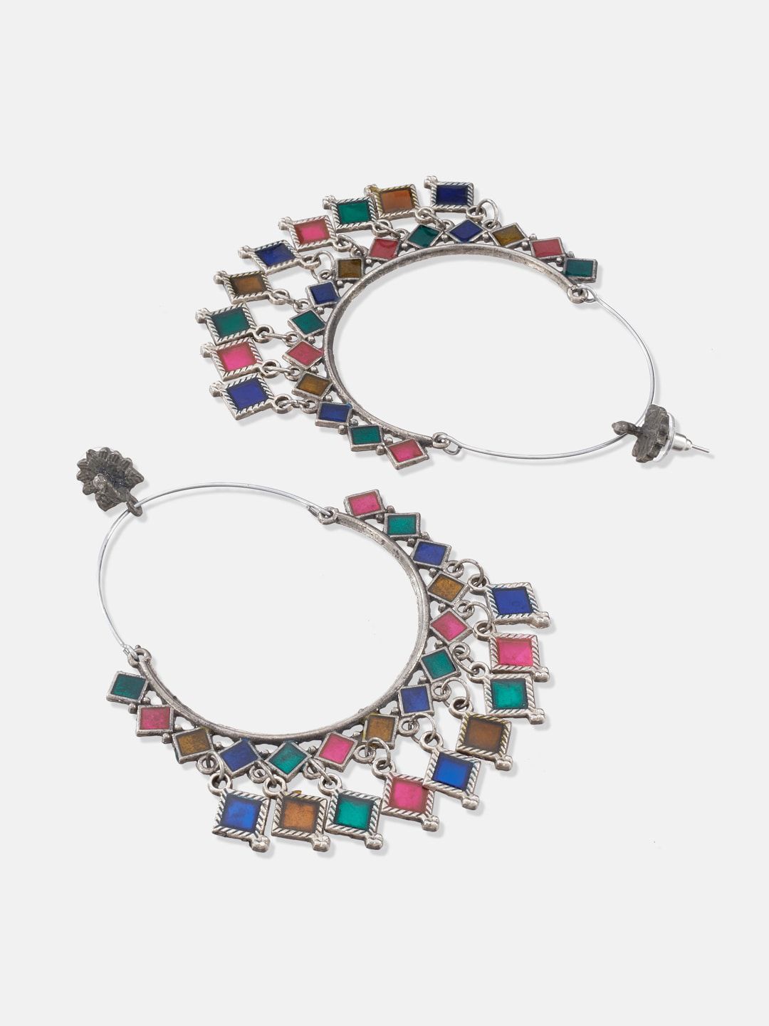 ATIBELLE  Set of 2 German Silver Plated & Pearl Hoop Earrings