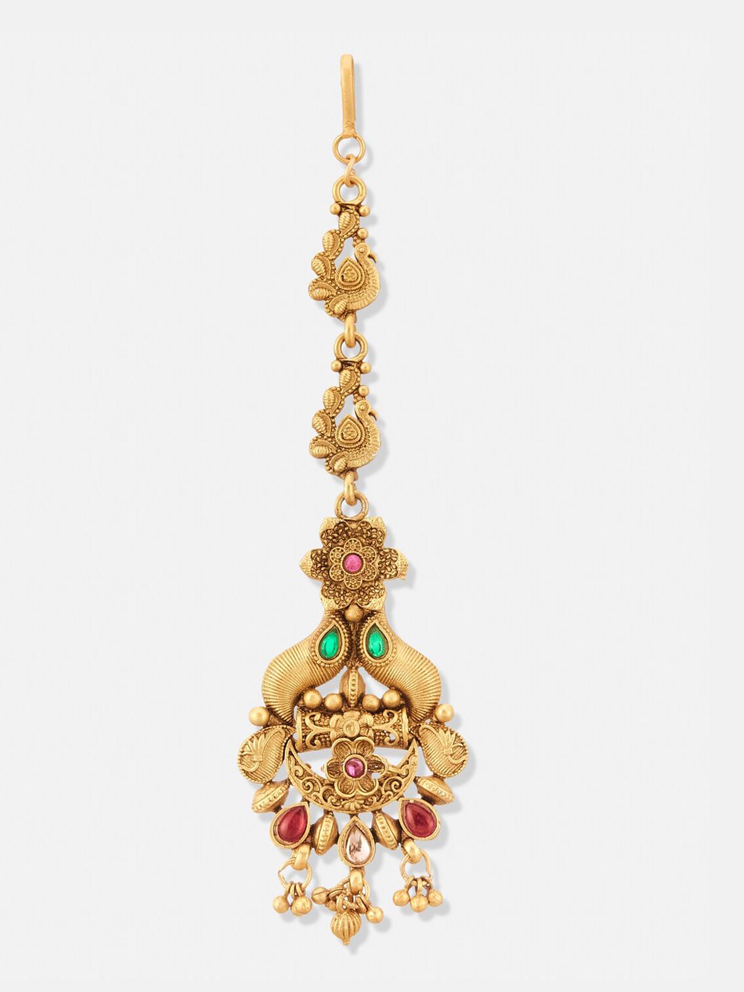 ATIBELLE Set Of 2 Gold-Plated Stone-Studded & Beaded Mangalsutra & Maangtikka