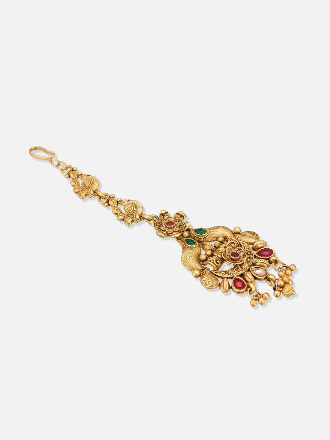 ATIBELLE Set Of 2 Gold-Plated Stone Studded & Beaded Mangalsutra With Maangtikka