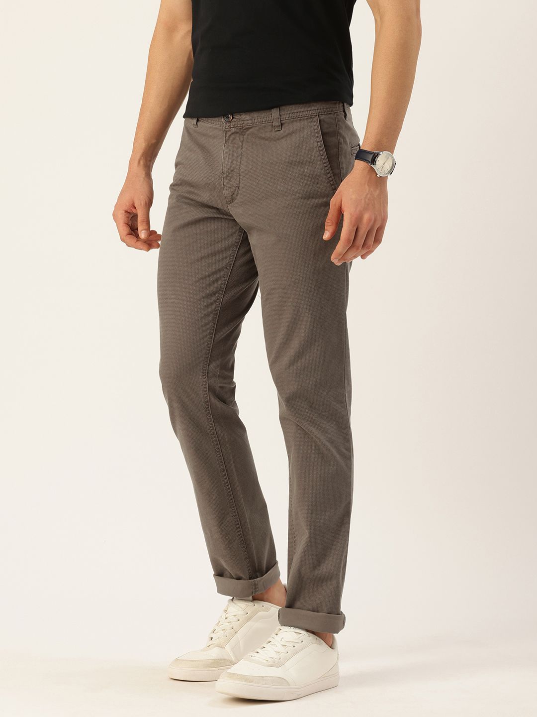 Parx Men Geometric Printed Tapered Fit Low-Rise Chinos Trousers-picture-41