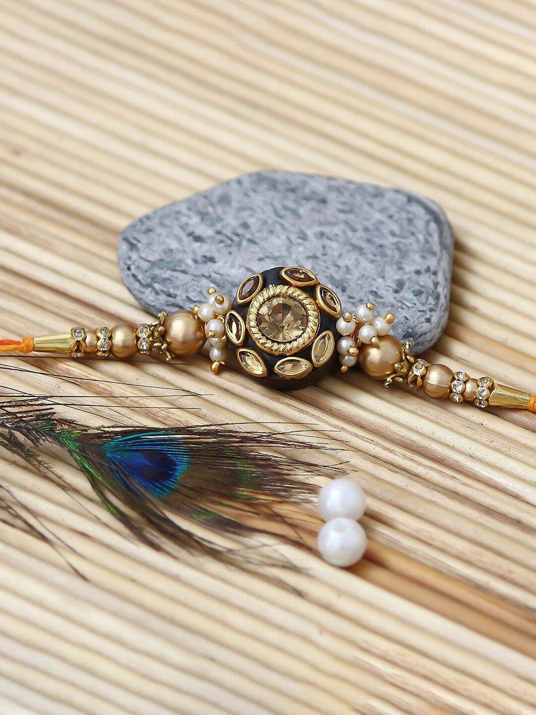 eCraftIndia Stone-Studded & Beaded Rakhi-picture-12