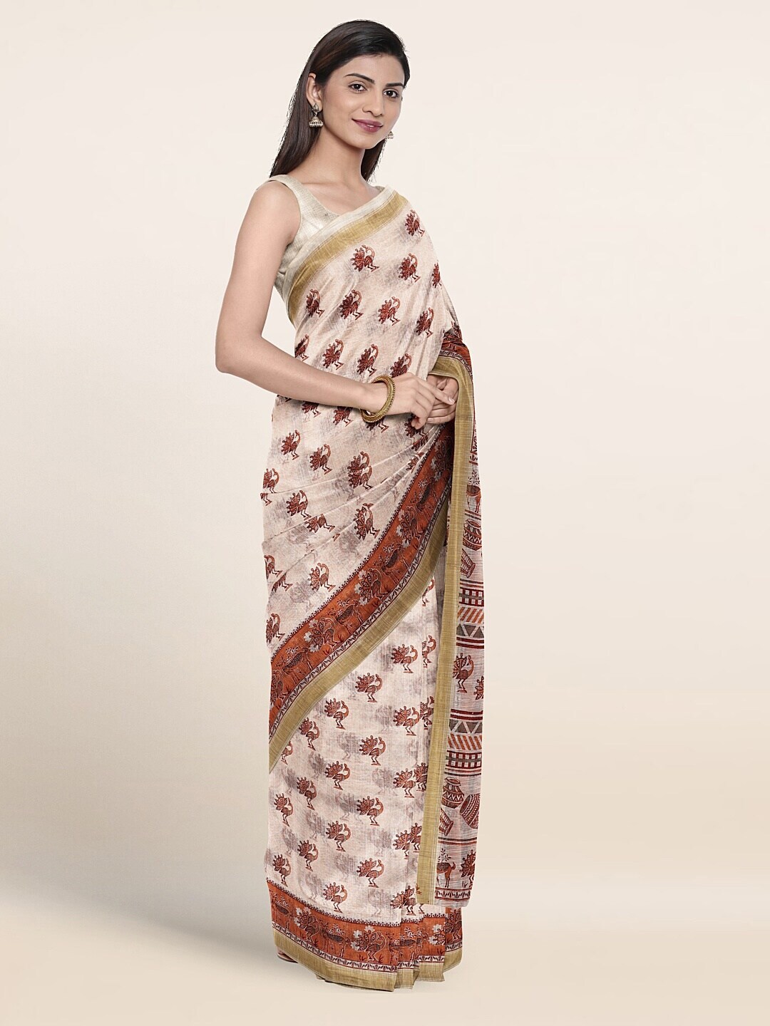 Buy Pothys Self Design Daily Wear Cotton Linen Green Sarees Online @ Best  Price In India | Flipkart.com