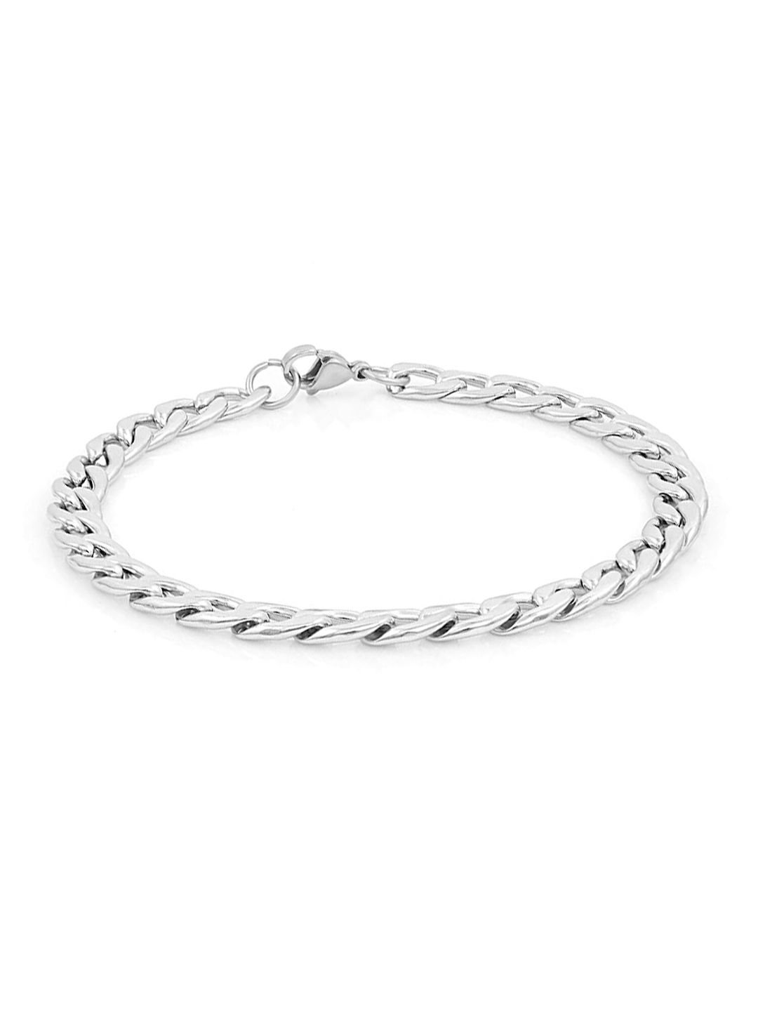 Yellow Chimes Stainless Steel Silver-Plated Link Bracelet-picture-35