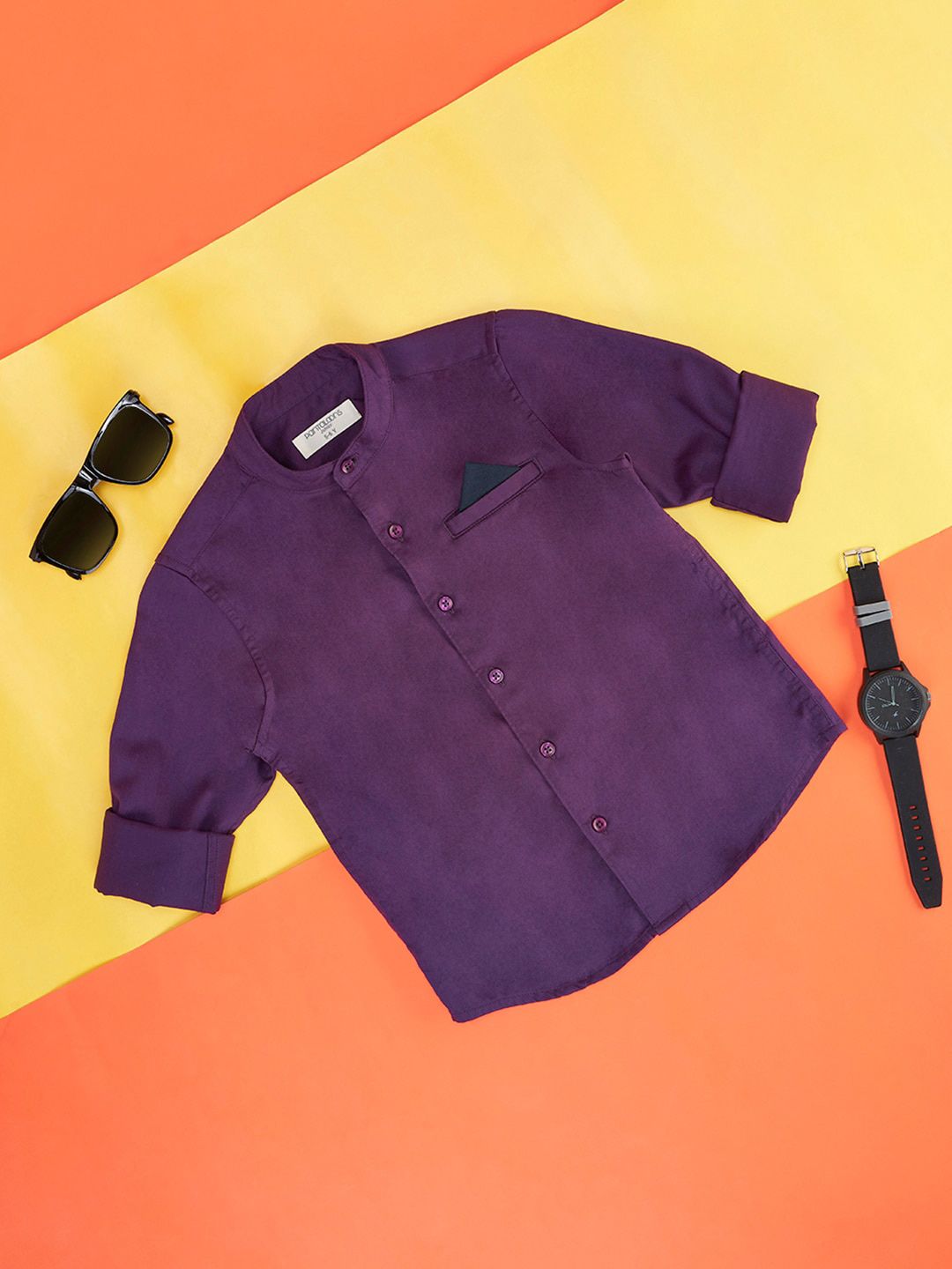 Pantaloons Junior Boys Mandarin Collar Cotton Shirt-image-26