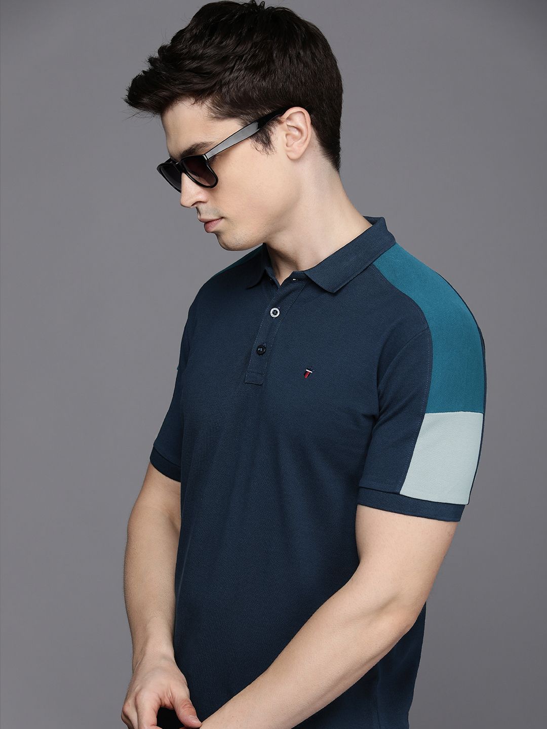 Buy Louis Philippe Men Blue Polo Collar T Shirt - Tshirts for Men