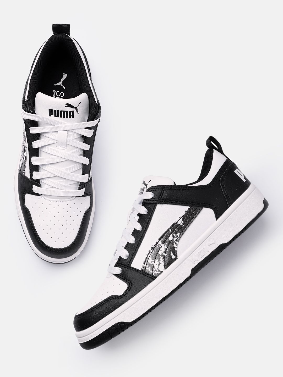 Puma Unisex Colourblocked & Perforations Rebound LayUp Lo Camo Sneakers