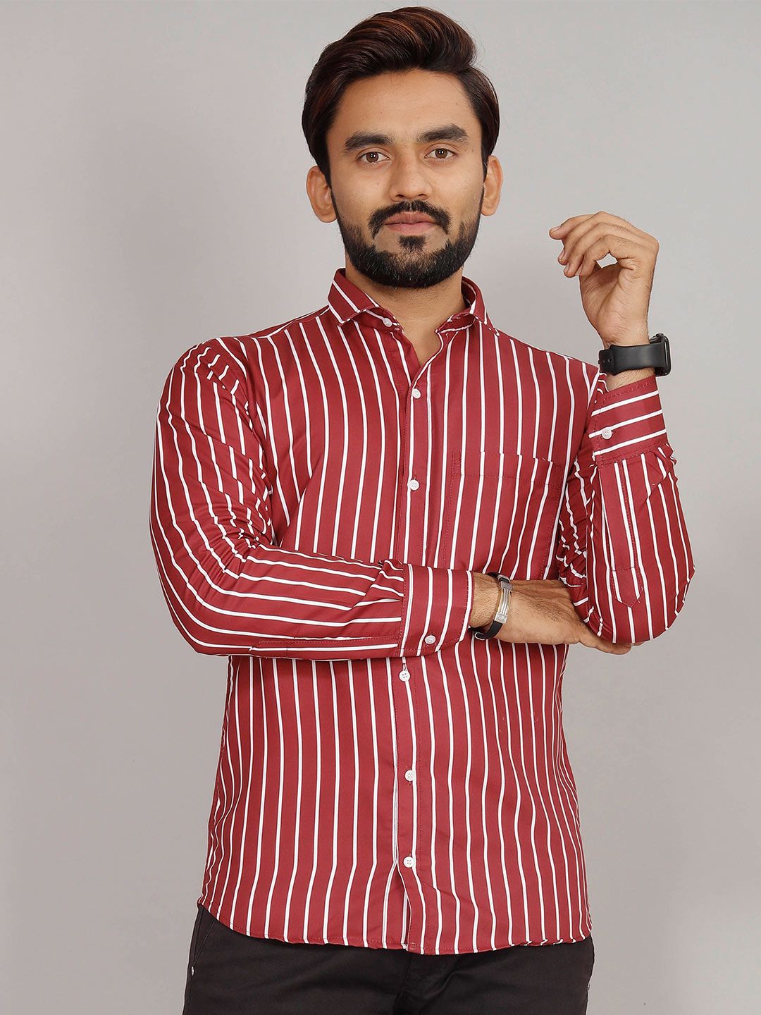 Indian Fashionista Striped Premium Opaque Casual Shirt - Price History