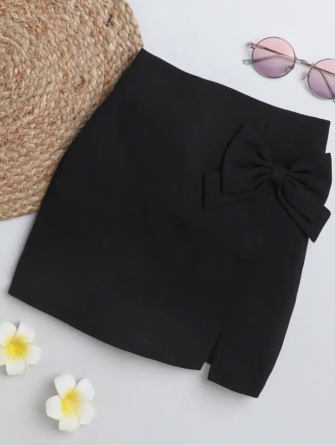 ADDYVERO Girls Front Side Bow Knee-Length Skirt With Bow-image-28