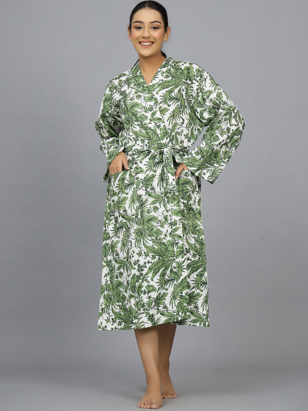 HANDICRAFT PALACE Printed Pure Cotton Bath Robe-picture-17