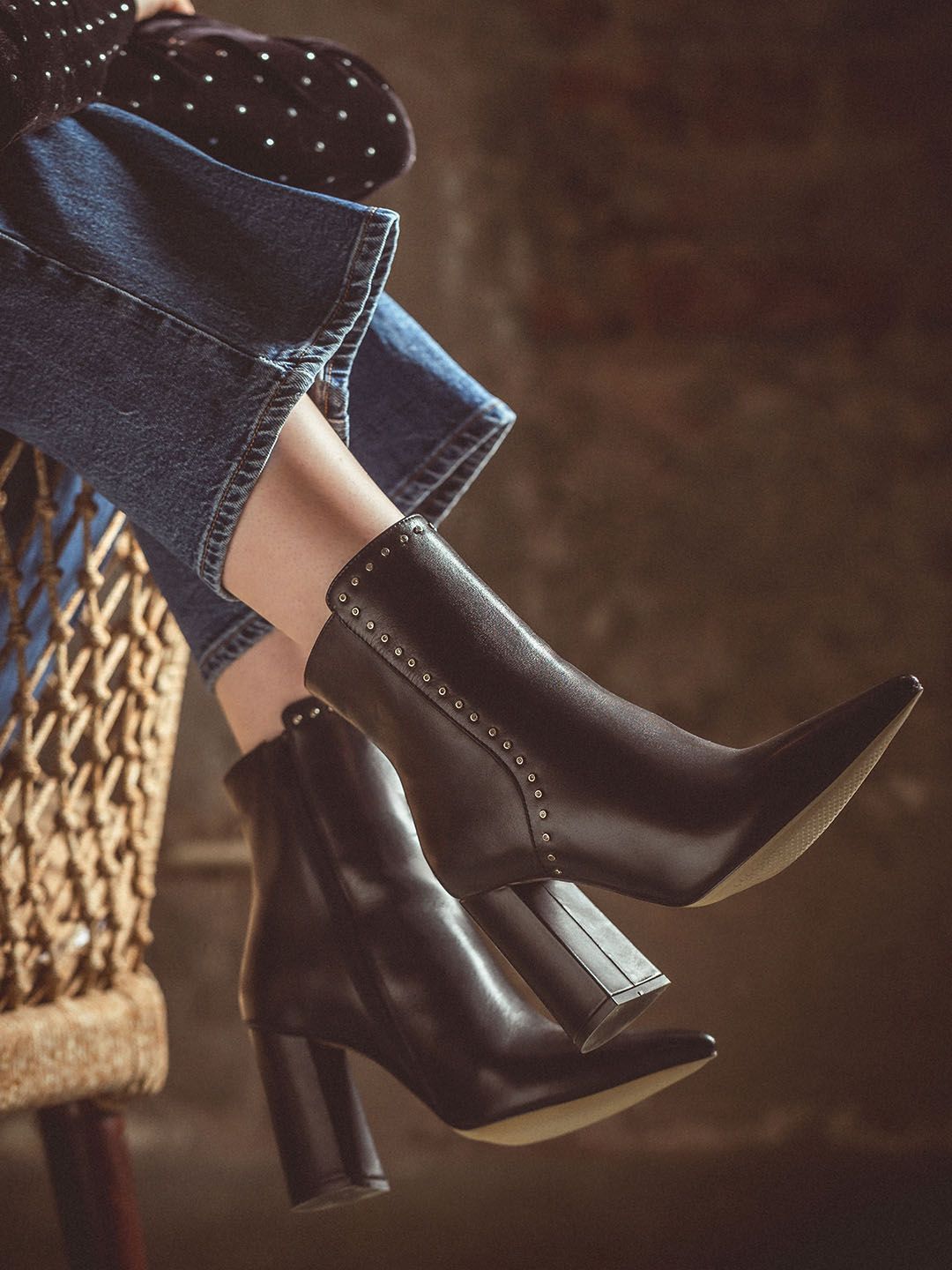 Saint G Women Studded Heeled Leather Chunky Boots-picture-27