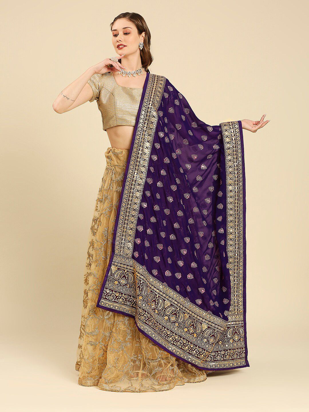 Dupatta Bazaar Ethnic Motif Embroidered Georgette Dupatta-image-41