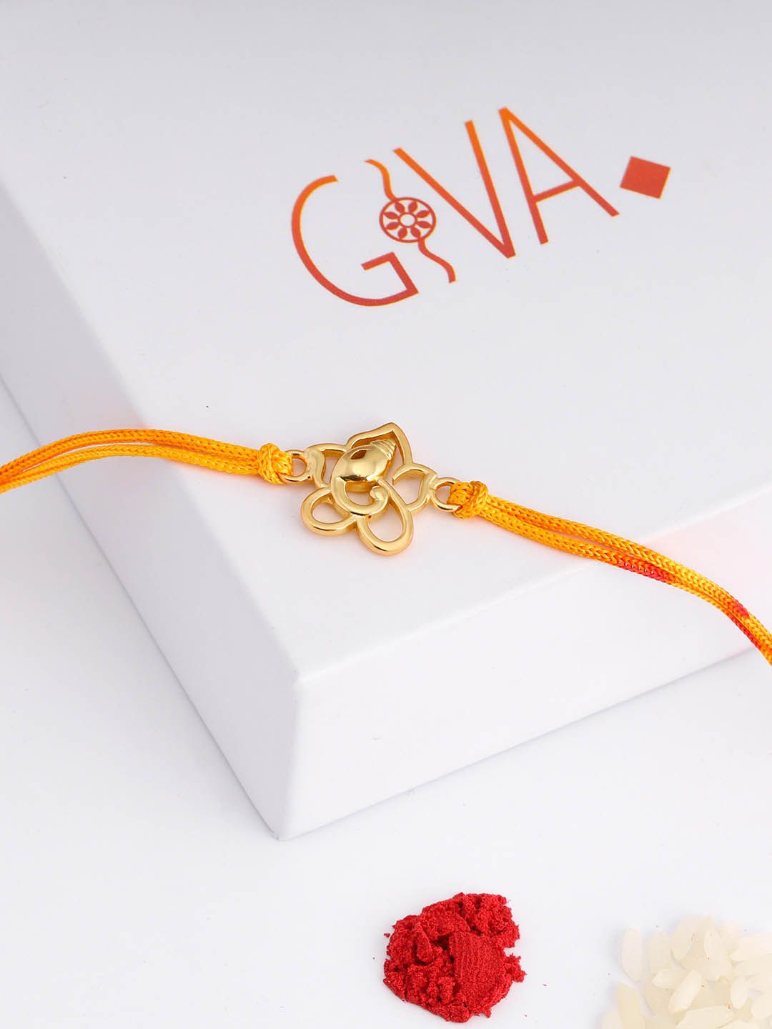 GIVA 925 Sterling Silver Ganesh Golden Rakhi With Roli Chawal-picture-10