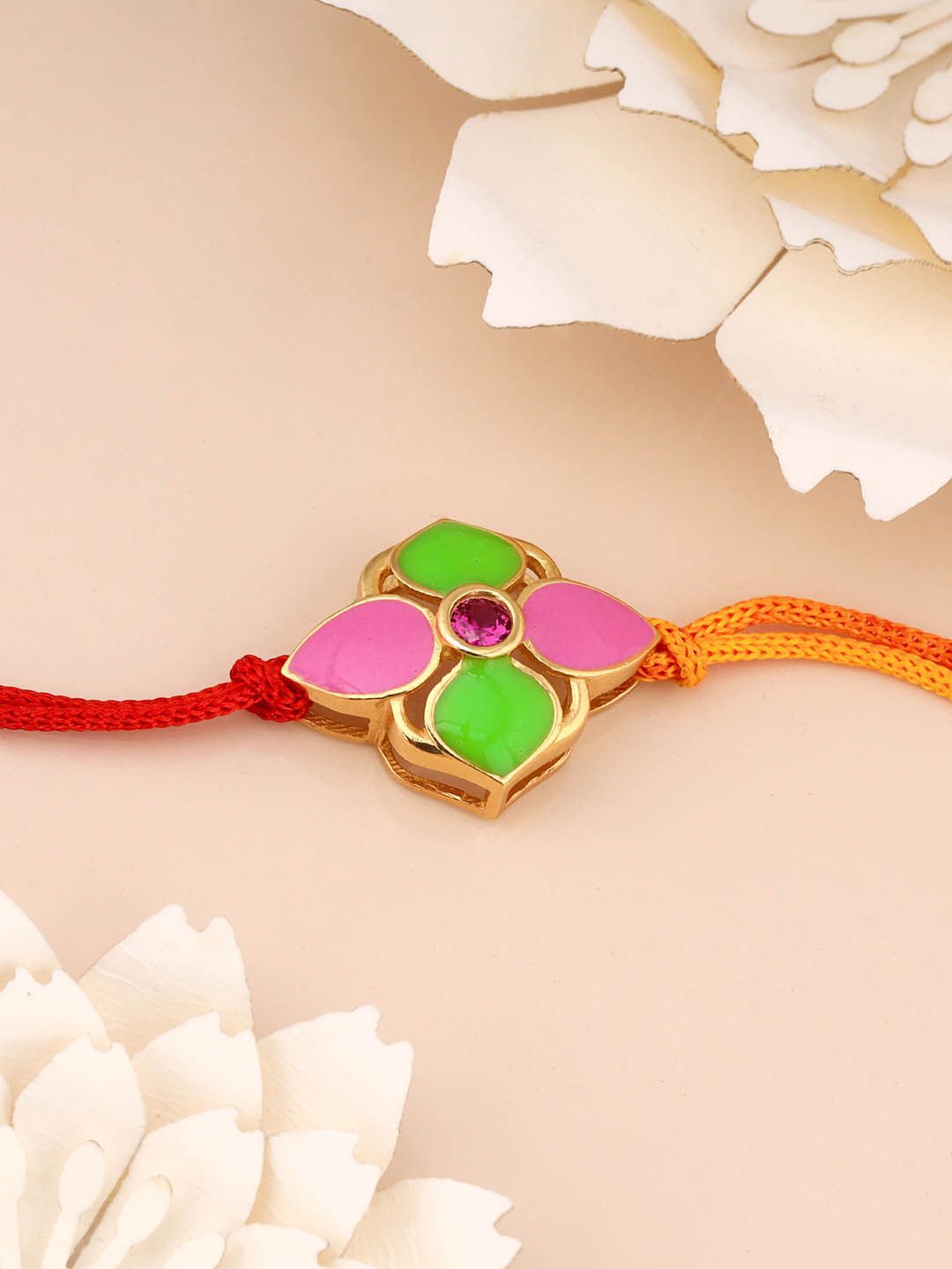 GIVA 925 Sterling Silver Floral Rakhi with Roli Chawal-picture-28