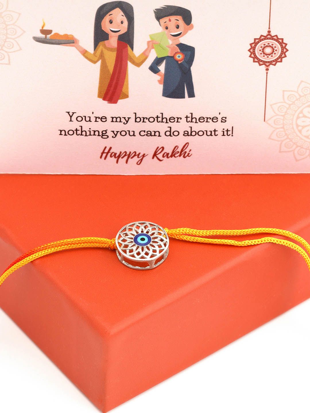 GIVA 925 Sterling Silver Evil Eye Rakhi with Roli Chawal-picture-14
