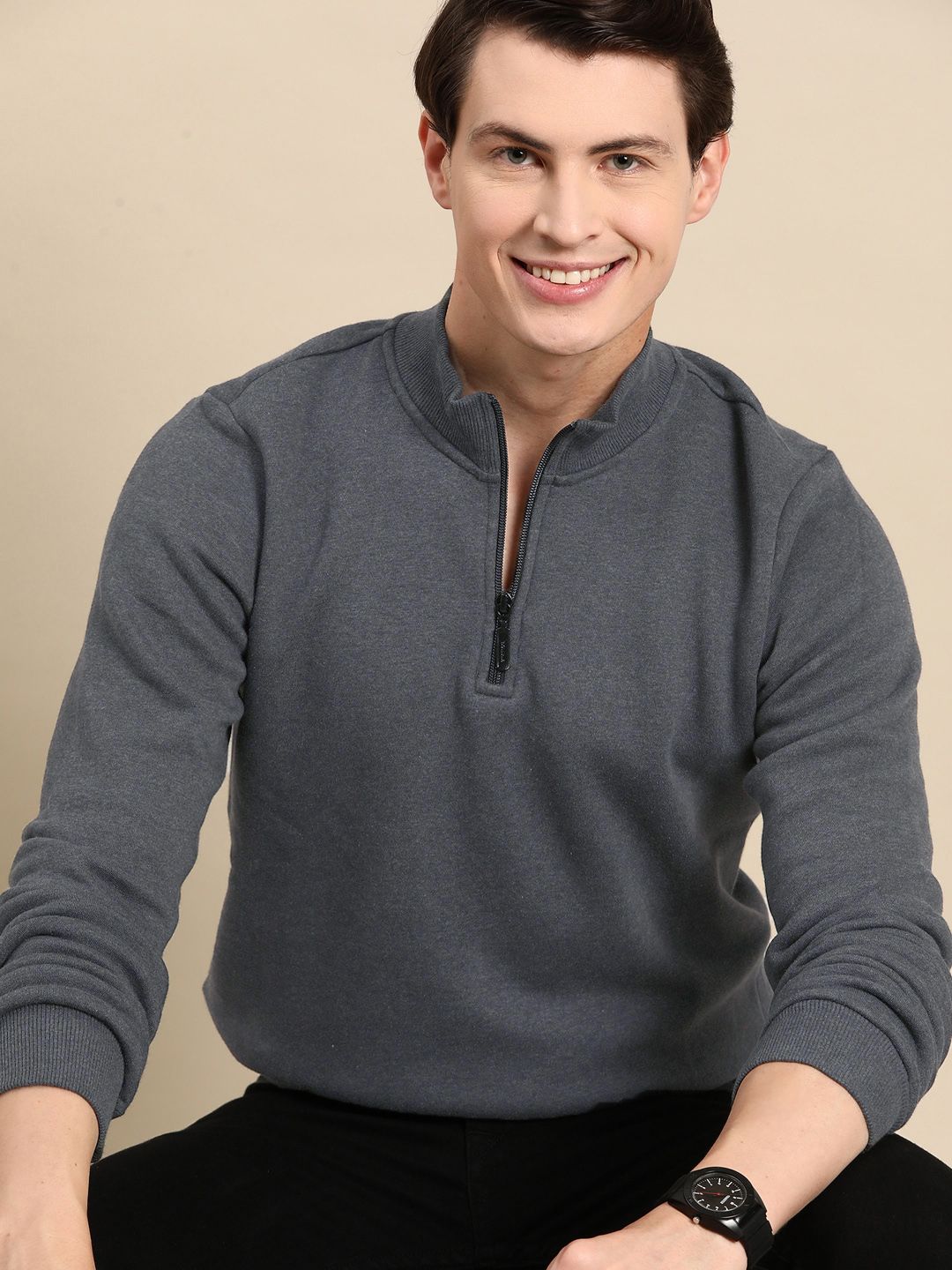 United Colors of Benetton Men Half Zipper Sweatshirt-picture-43