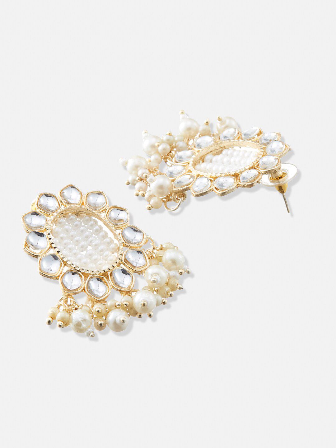 ATIBELLE Set Of 2 Gold-Plated Contemporary Kundan Studded Drop Earrings