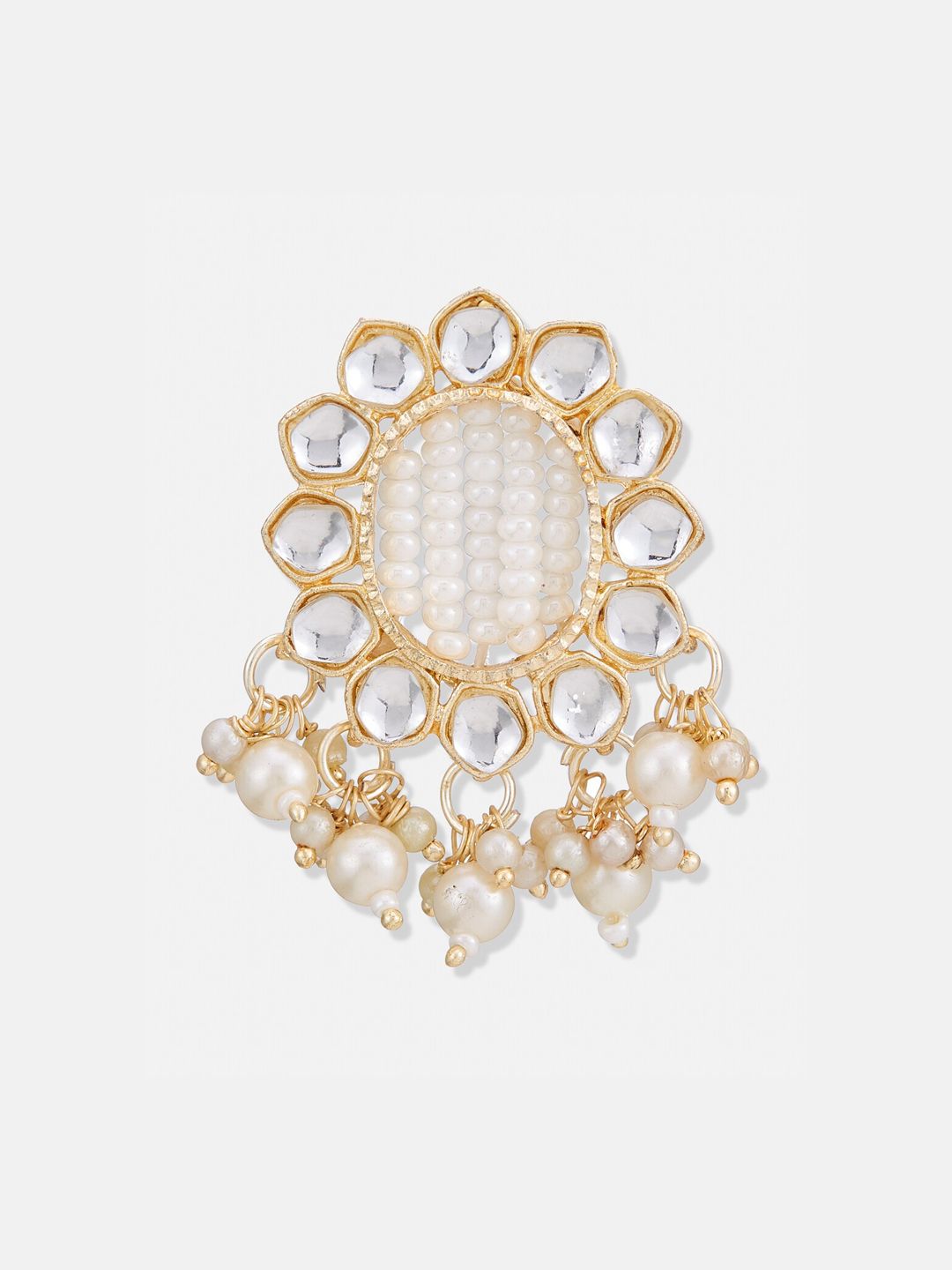 ATIBELLE Set Of 2 Gold-Plated Contemporary Kundan Studded Drop Earrings