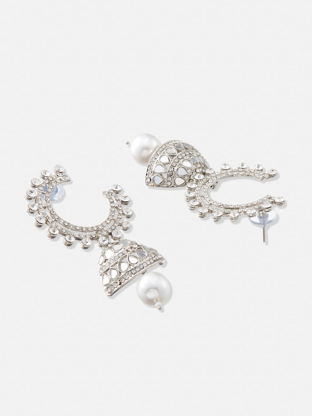 ATIBELLE Set Of 2 Silver-Plated Contemporary Beaded Drop Earrings