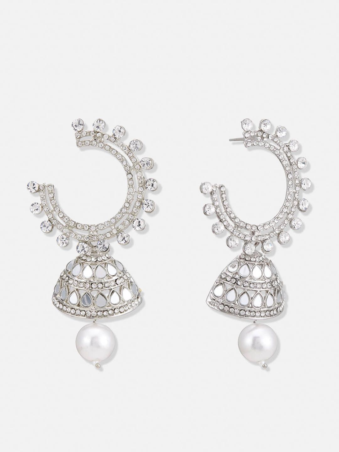 ATIBELLE Set Of 2 Silver-Plated Contemporary Beaded Drop Earrings