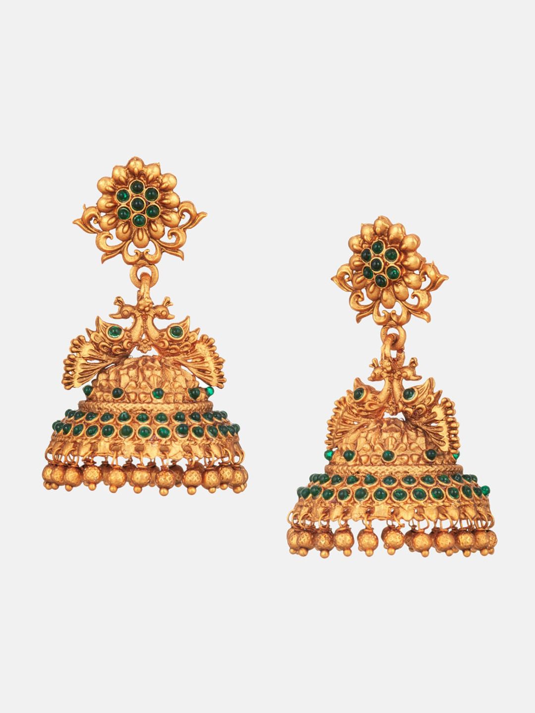 ATIBELLE Set Of 2 Gold & Silver Plated Dome Shaped Jhumkas