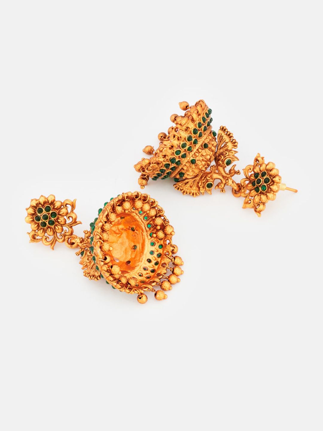 ATIBELLE Set Of 2 Gold & Silver Plated Dome Shaped Jhumkas
