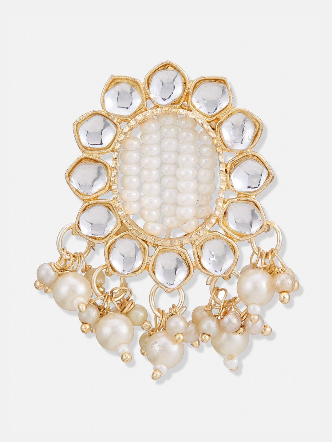 ATIBELLE Gold-Plated Kundan Studded Contemporary Chandbalis