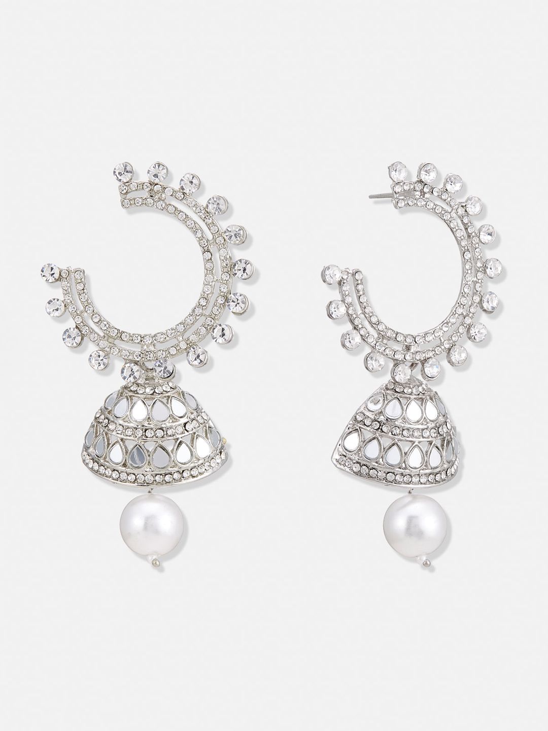 ATIBELLE Set Of 2 Gold-Plated Kundan Studded Contemporary Drop Earrings