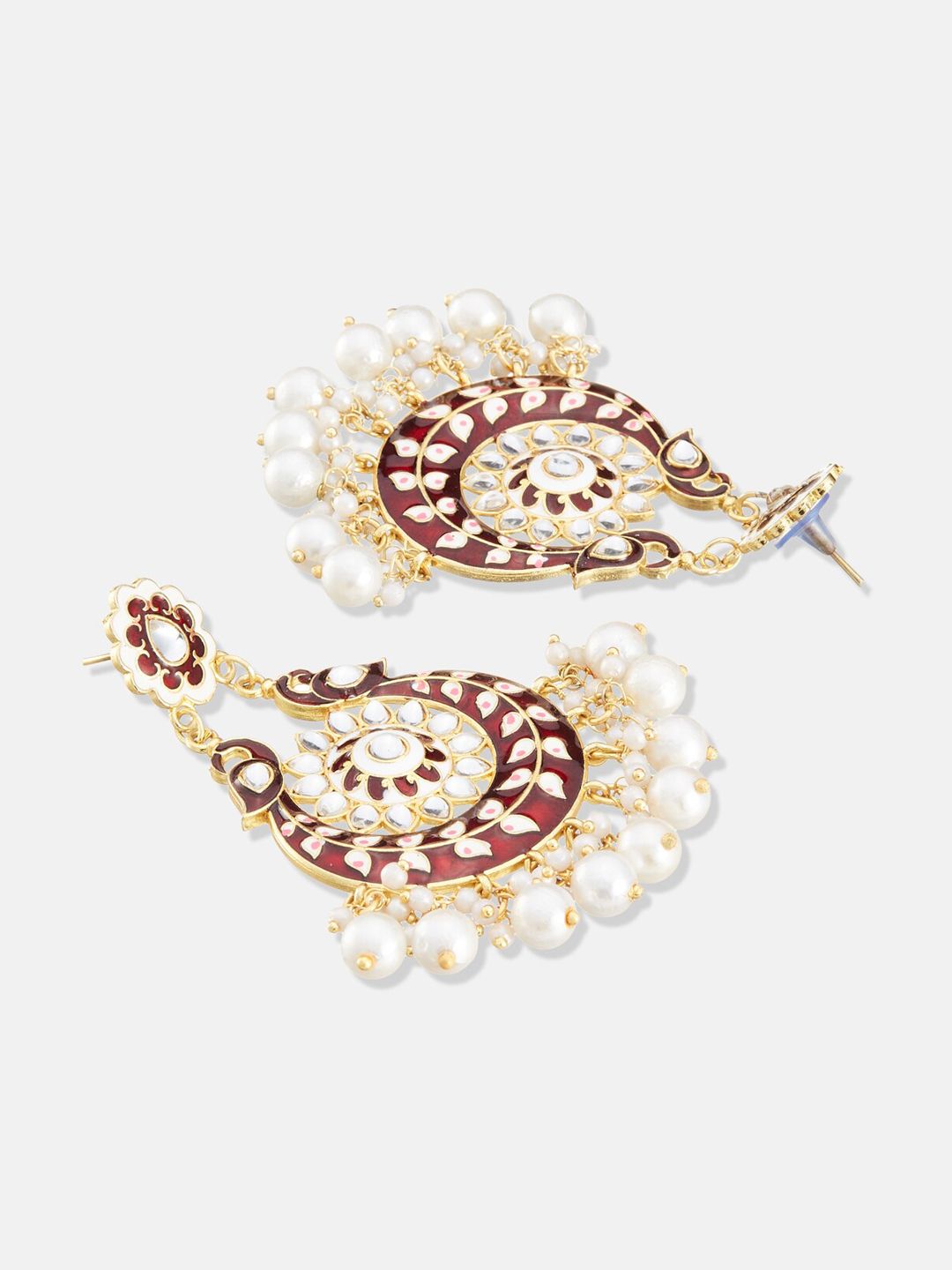 ATIBELLE Set of 2 Gold-Plated Kundan & Pearl, Mirror Studded Earrings