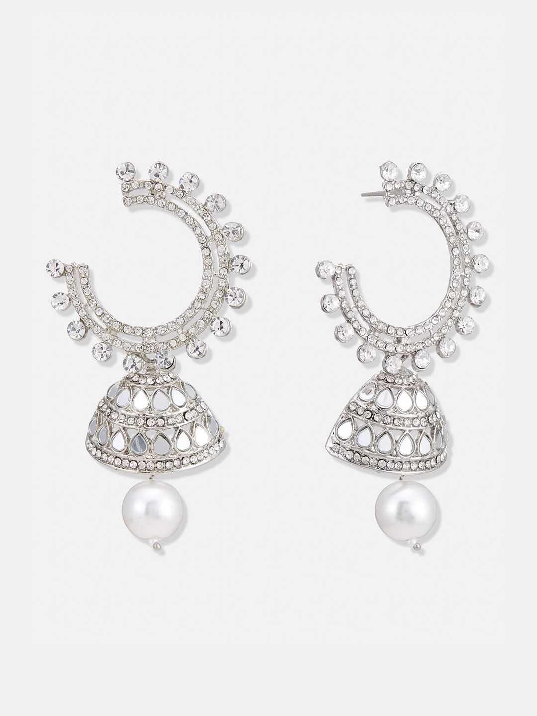 ATIBELLE Set of 2 Gold-Plated Kundan & Pearl, Mirror Studded Earrings