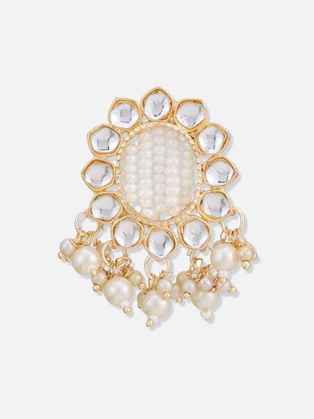ATIBELLE Set Of 2 Gold Plated Contemporary Kundan Studded & Beaded Drop Earrings