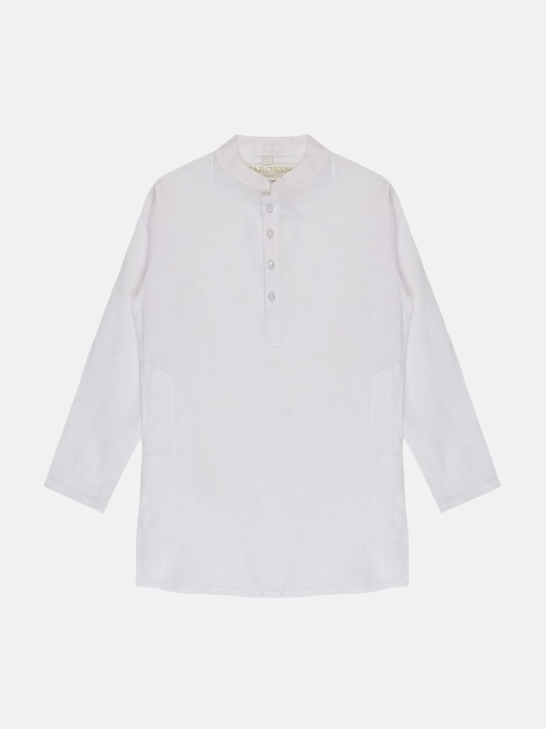 PAROKSH Boys Solid Mandrain Collar White Romance Kurta-picture-42