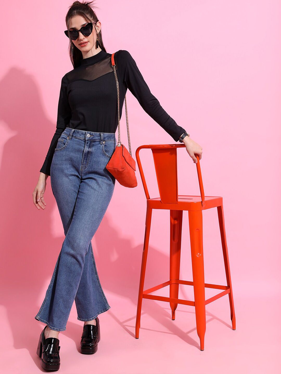 Buy Tokyo Talkies Black High Neck Long Sleeves Top - Tops for