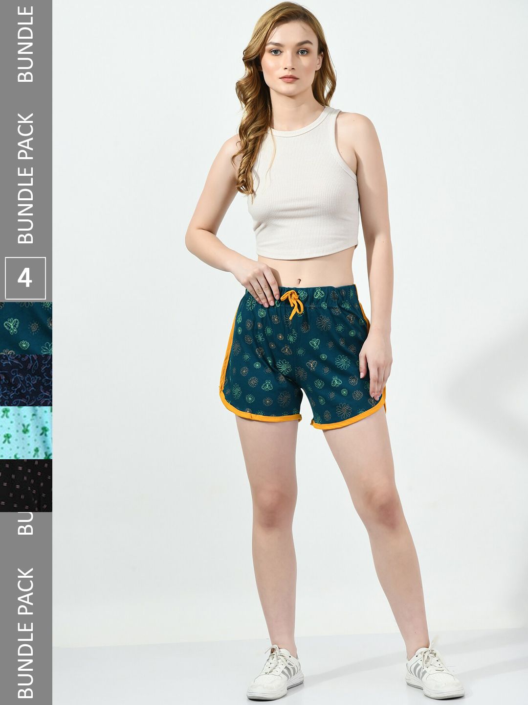 BAESD Women Pack Of 4 Printed Cotton High-Rise Shorts-picture-14