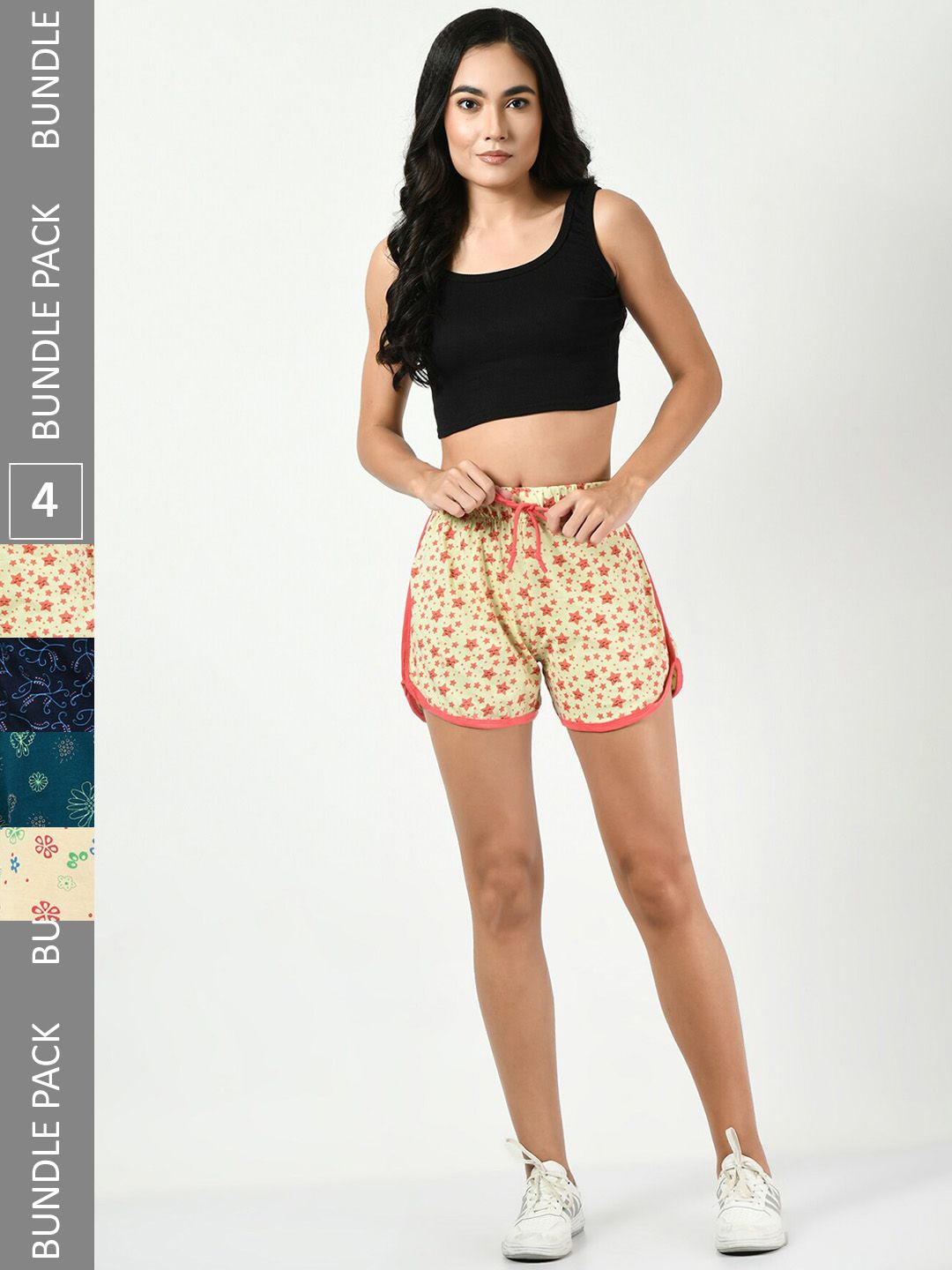 BAESD Women Pack Of 4 Printed Cotton High-Rise Shorts-picture-37