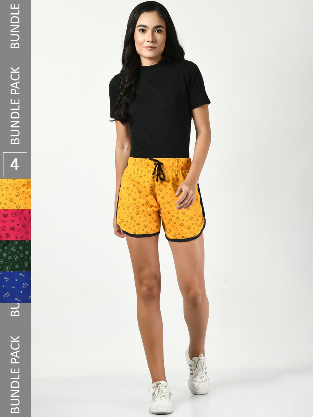 BAESD Women Pack Of 4 Printed Cotton High-Rise Shorts-picture-28