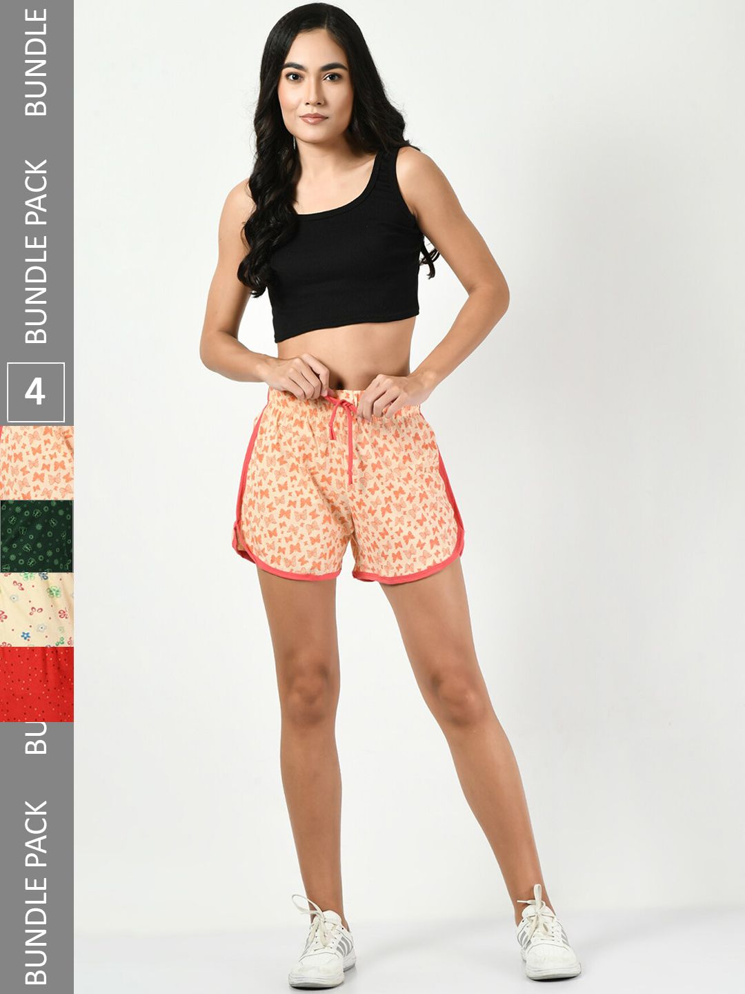 BAESD Women Pack Of 4 Printed Cotton High-Rise Shorts-picture-25