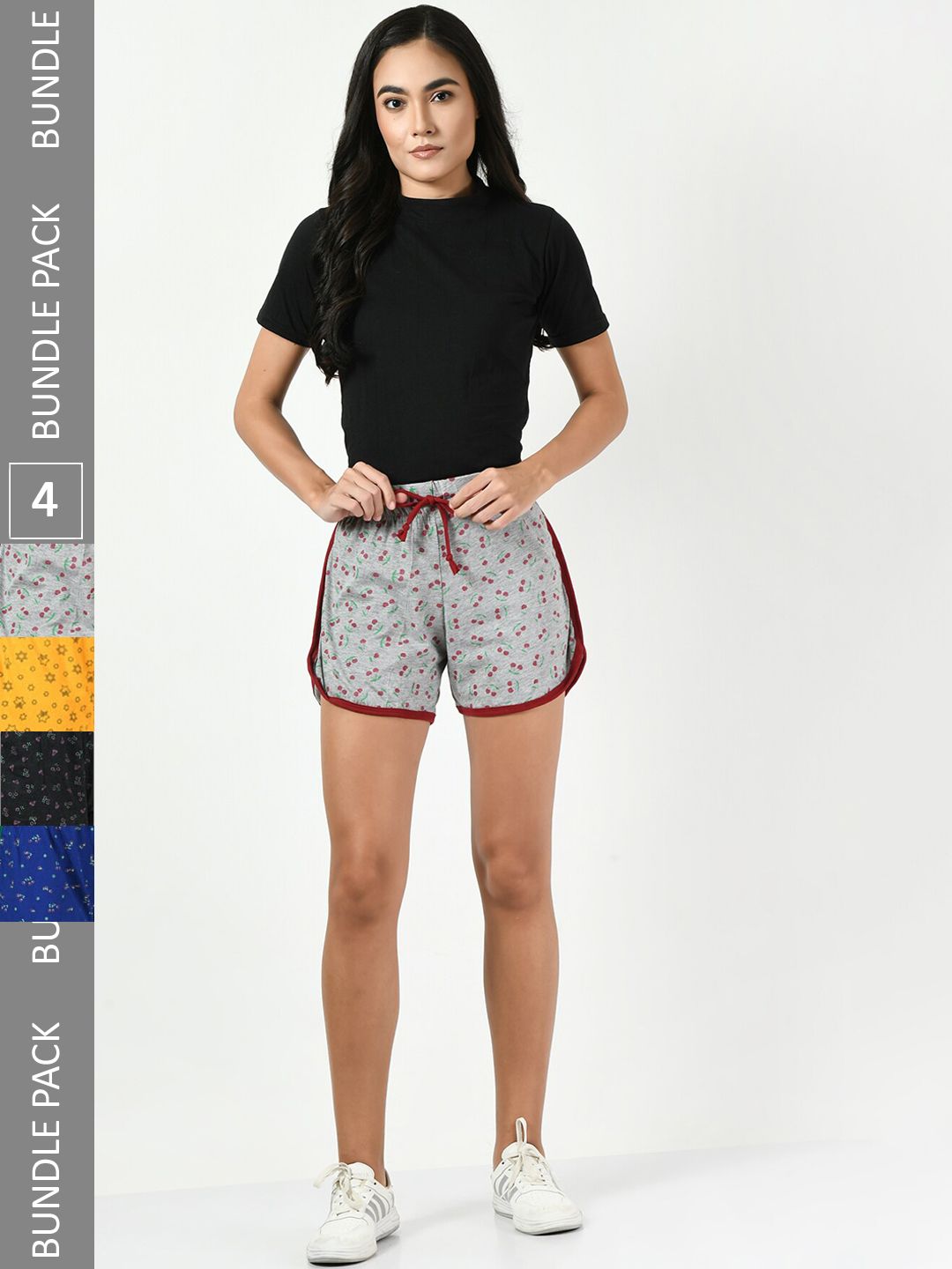 BAESD Women Pack Of 4 Printed Cotton High-Rise Shorts-picture-24