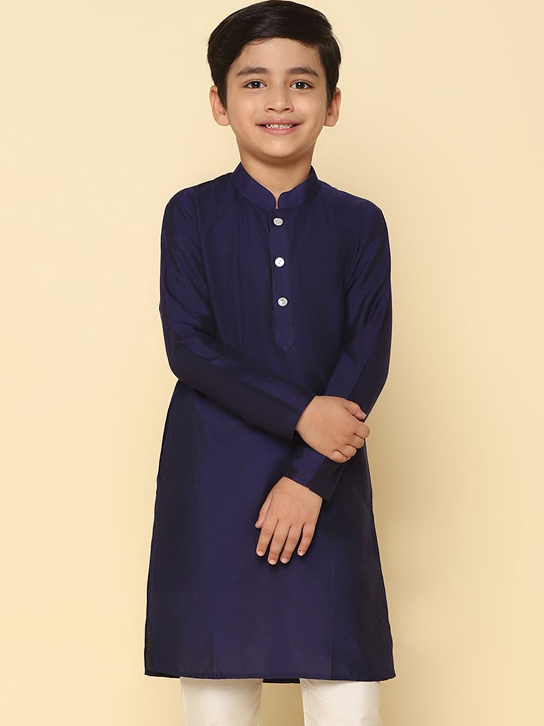 KISAH Boys Mandarin Collar Straight Pure Cotton Kurta-picture-23